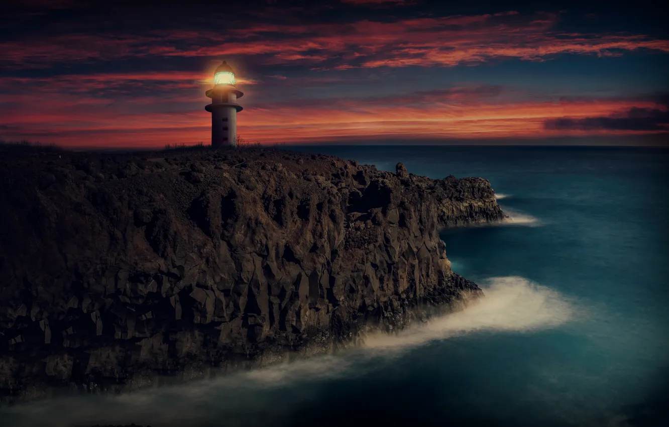 Photo wallpaper sea, the sky, rocks, lighthouse