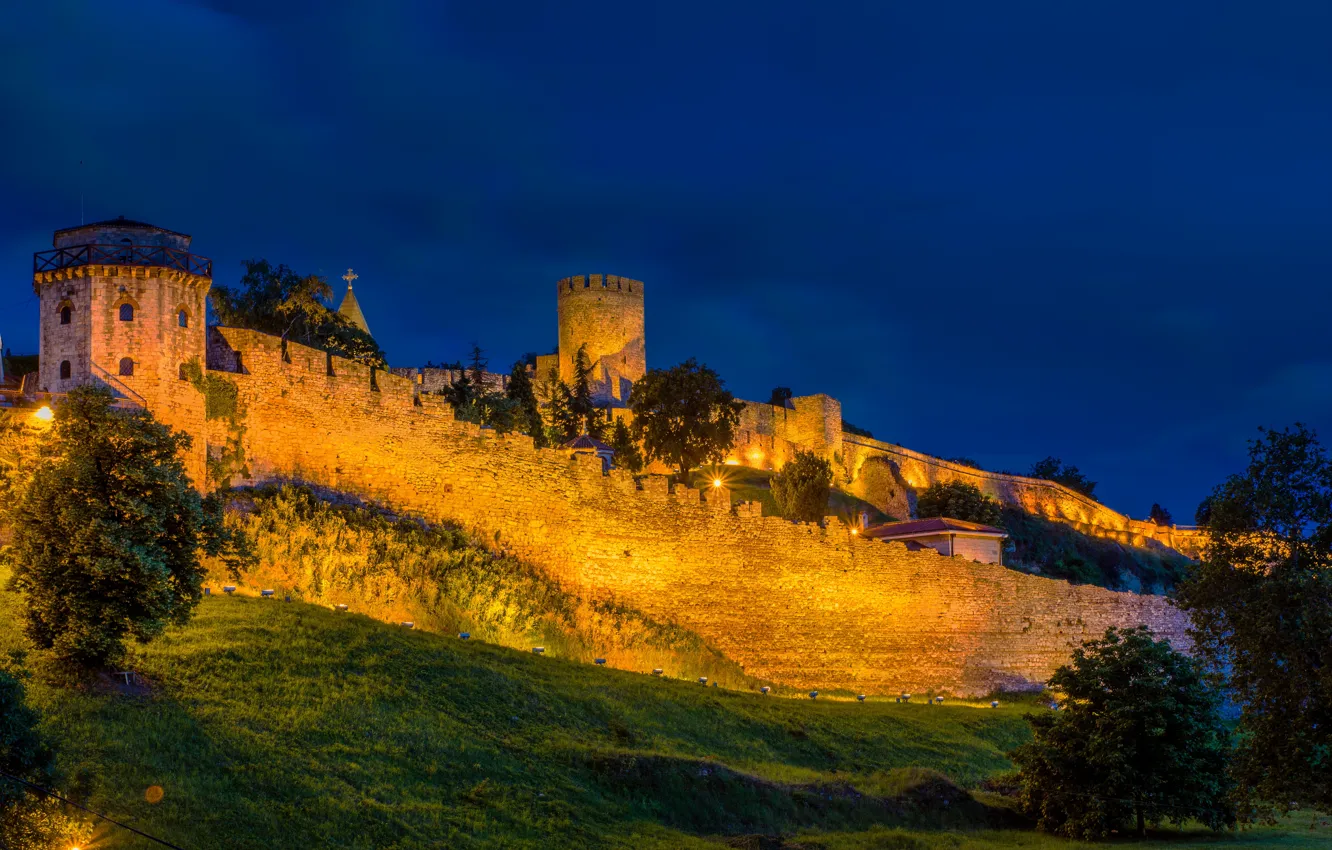 Photo wallpaper Fortress, Serbia, Kalemegdan, Belgrad, night.