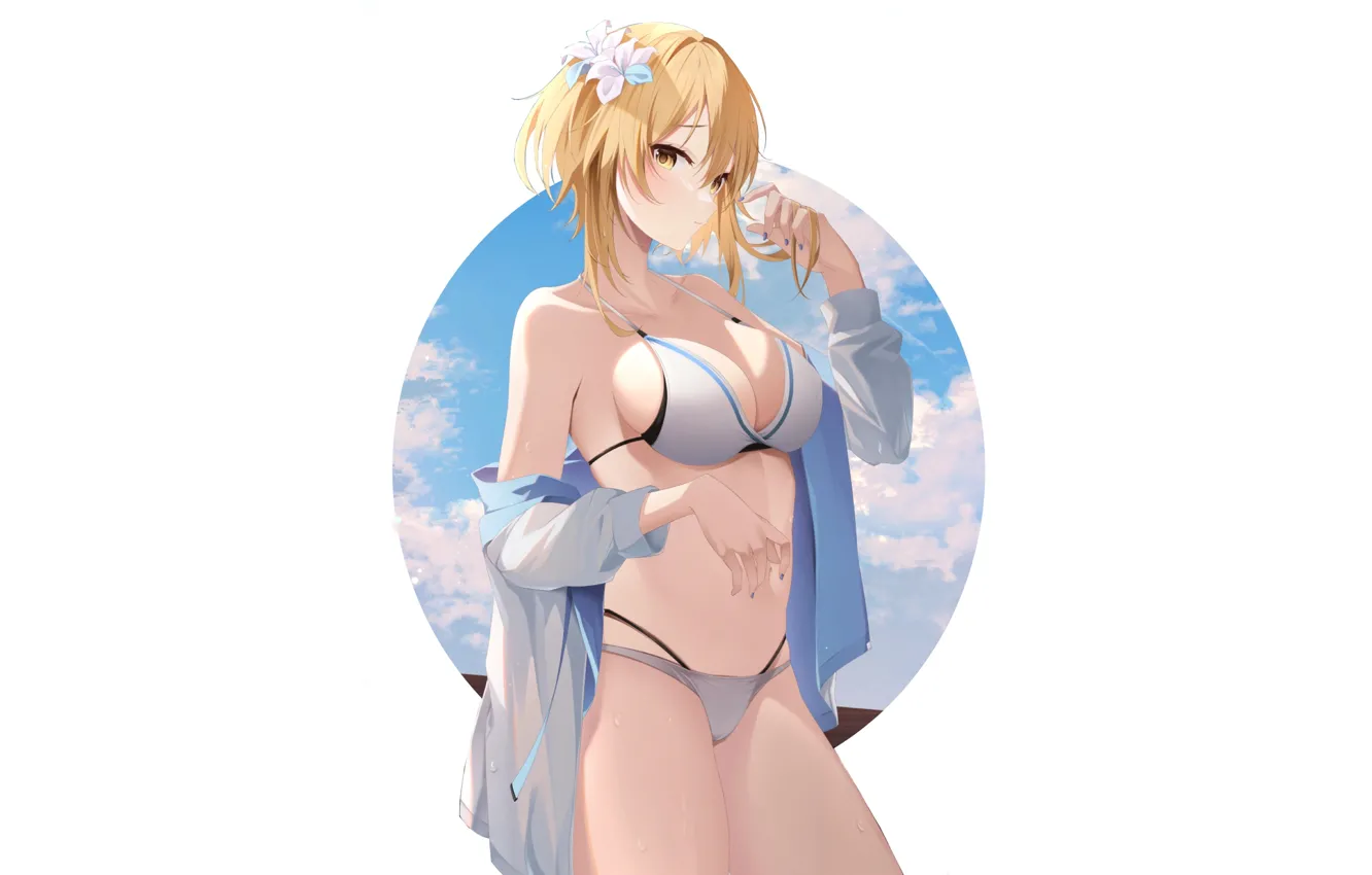 Photo wallpaper kawaii, girl, sexy, anime, short hair, blonde, breasts, babe