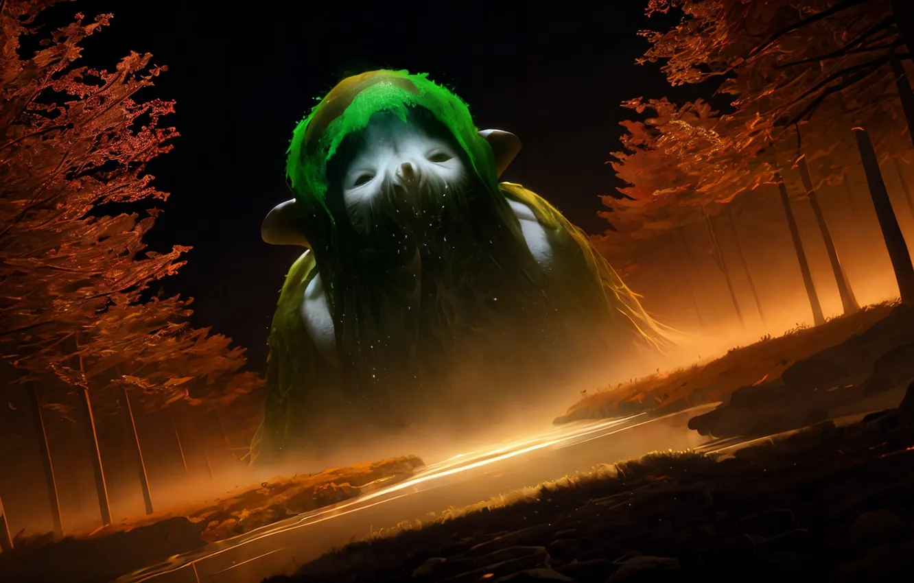Photo wallpaper night, swamp, spirit, water