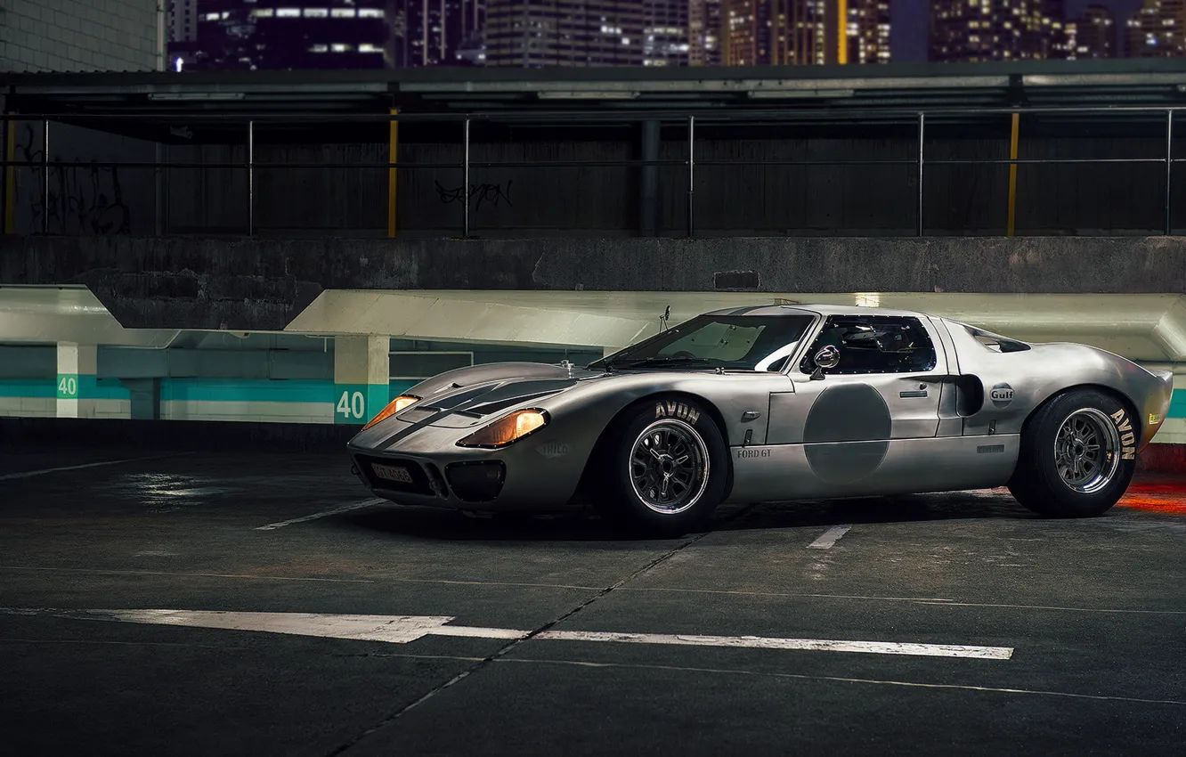 Photo wallpaper night, supercar, autowalls, Ford GT40