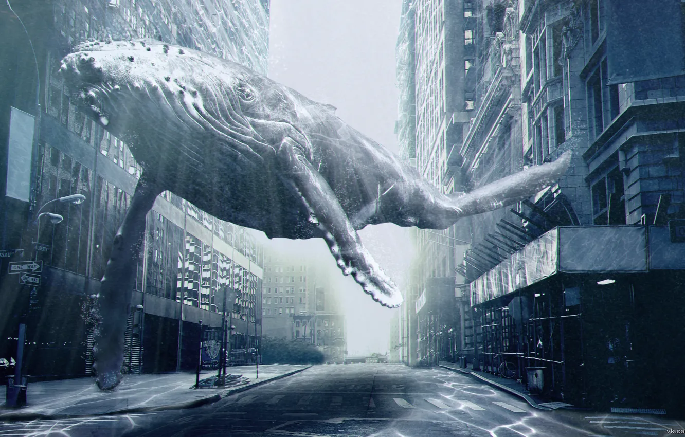 Photo wallpaper abstraction, the city, fiction, the ocean, surrealism, photoshop, kit, interesting