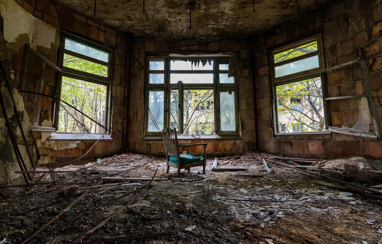 Photo wallpaper room, chair, window