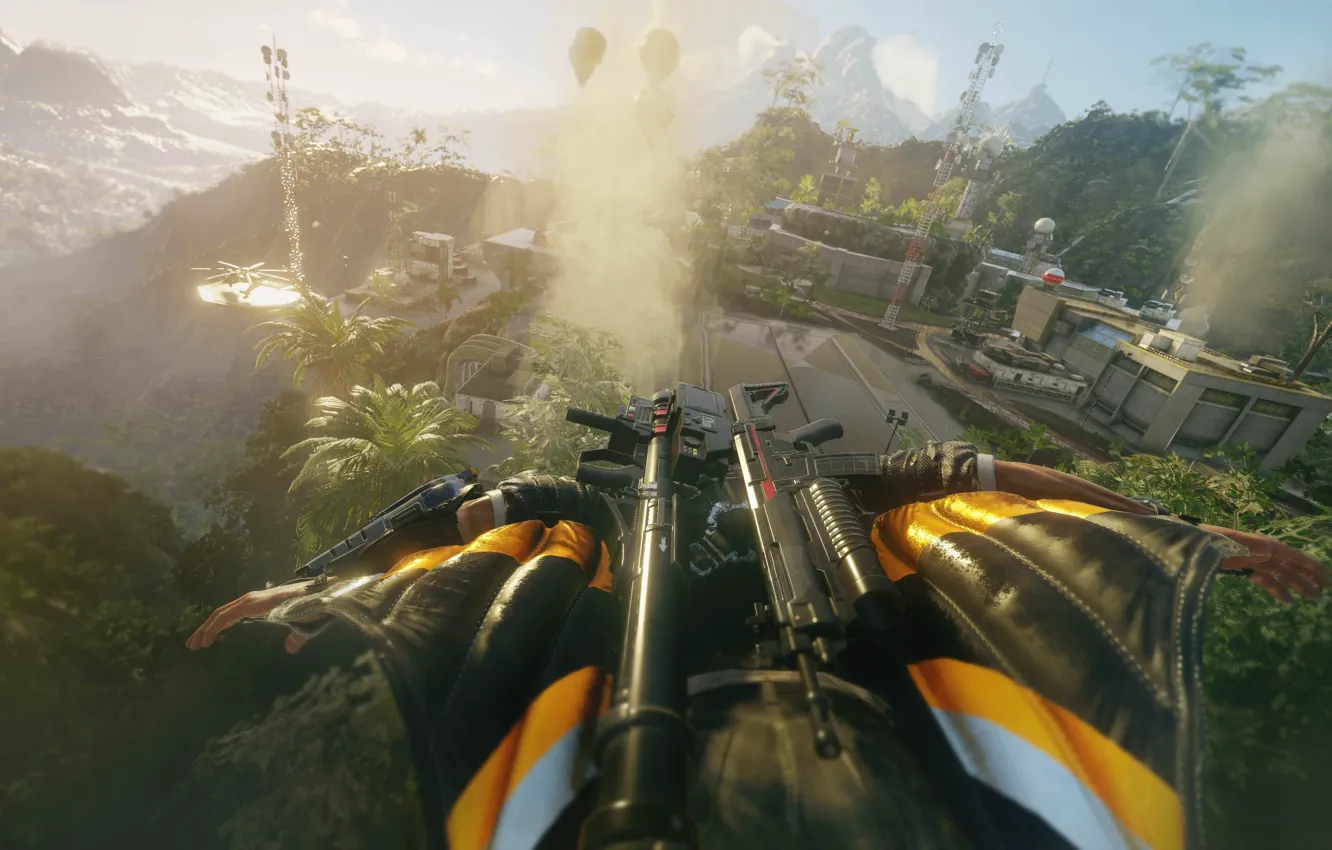 Photo wallpaper flight, the city, Screenshot, Avalanche Studios, Screenshot, action adventure, Just Cause 4