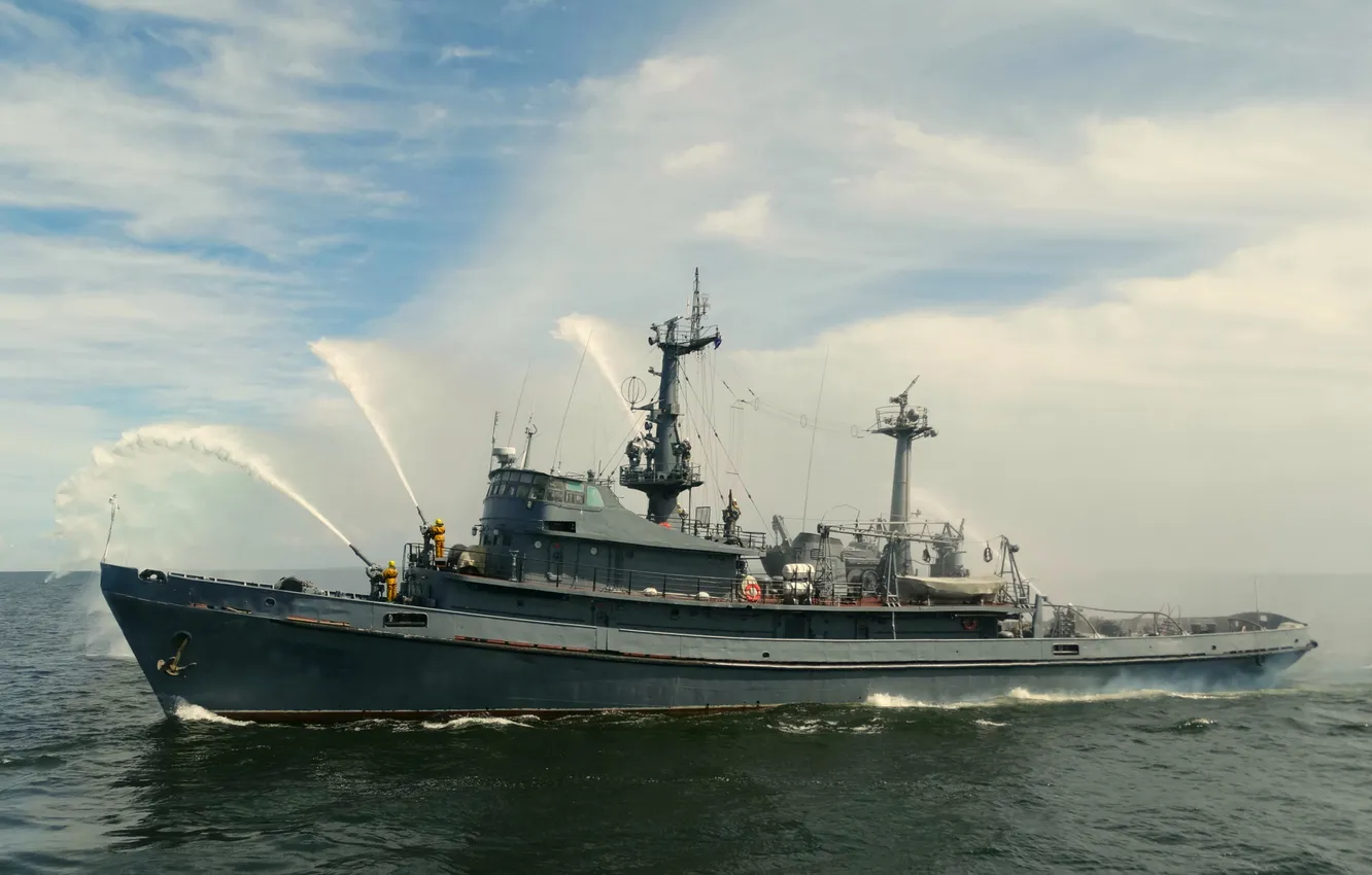 Photo wallpaper Navy, exercises, auxiliary fleet, fire ship