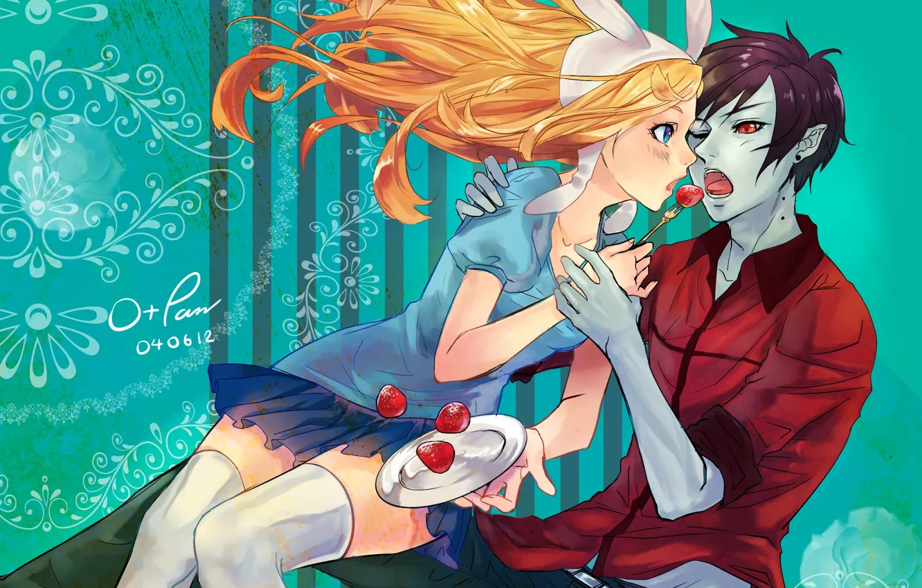 Photo wallpaper girl, anime, art, pair, guy, Adventure Time