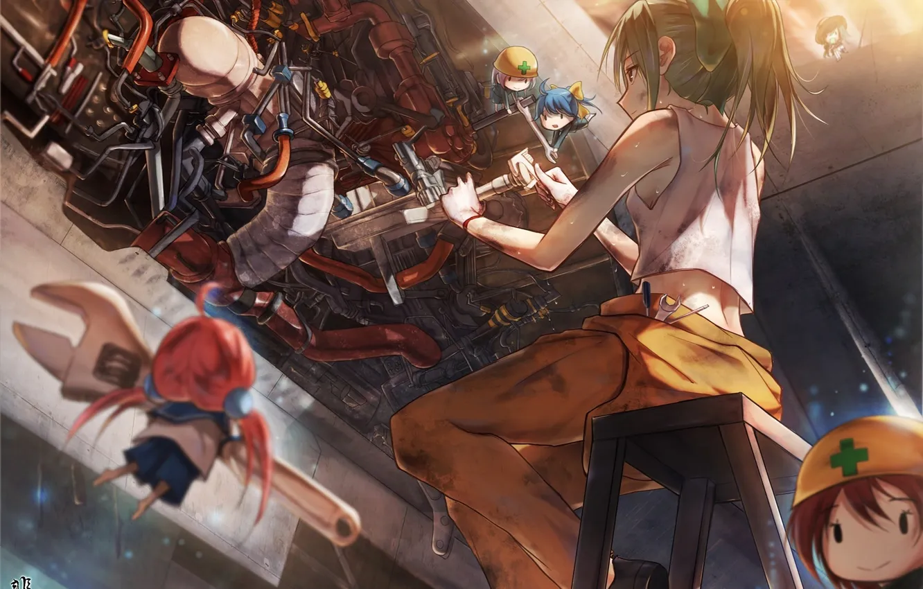 Photo wallpaper girl, mechanism, wings, anime, key, fairy, art, fairy