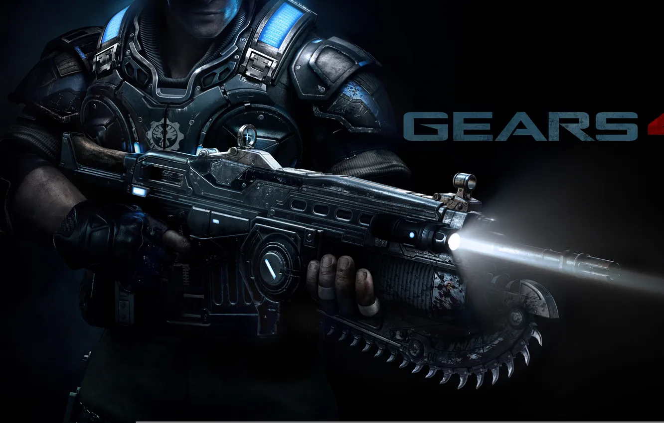 Photo wallpaper gun, soldier, Gears of War, uniform, protection