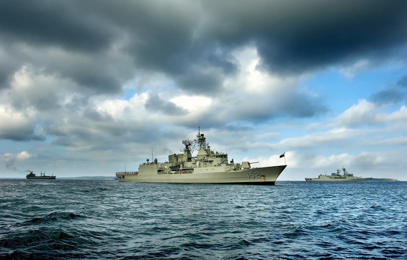 Photo wallpaper sea, wave, earth, ship, island, tanker, combat, small