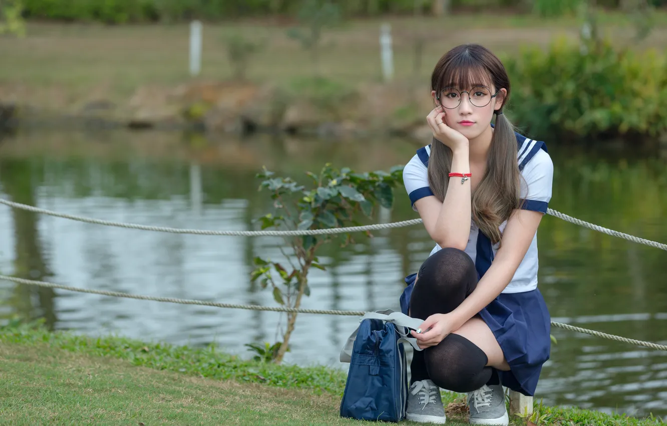 Photo wallpaper sadness, summer, girl, face, hair, braid