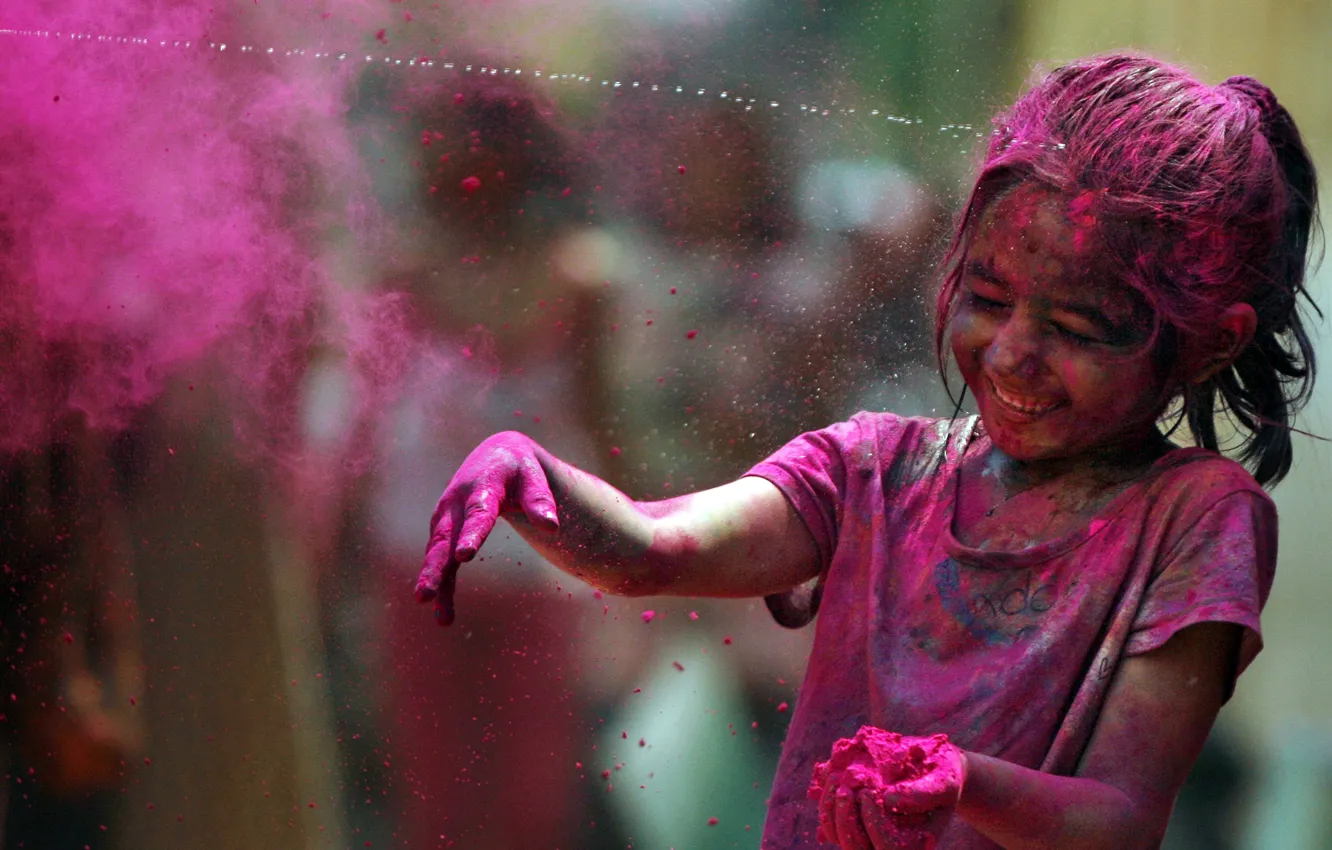 Photo wallpaper joy, rainbow, the festival of colors