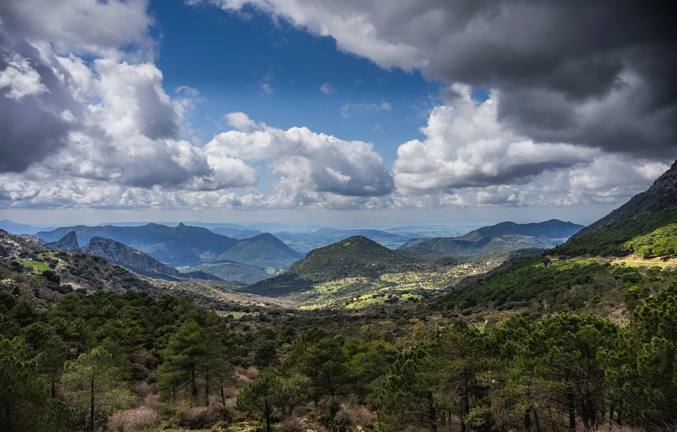 Photo wallpaper clouds, mountains, Spain