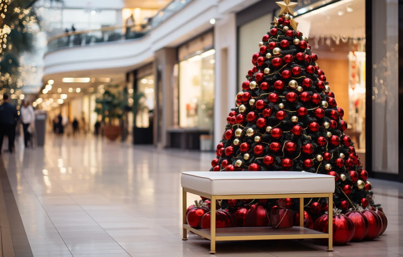 Photo wallpaper balls, light, red, lights, table, balls, tile, people