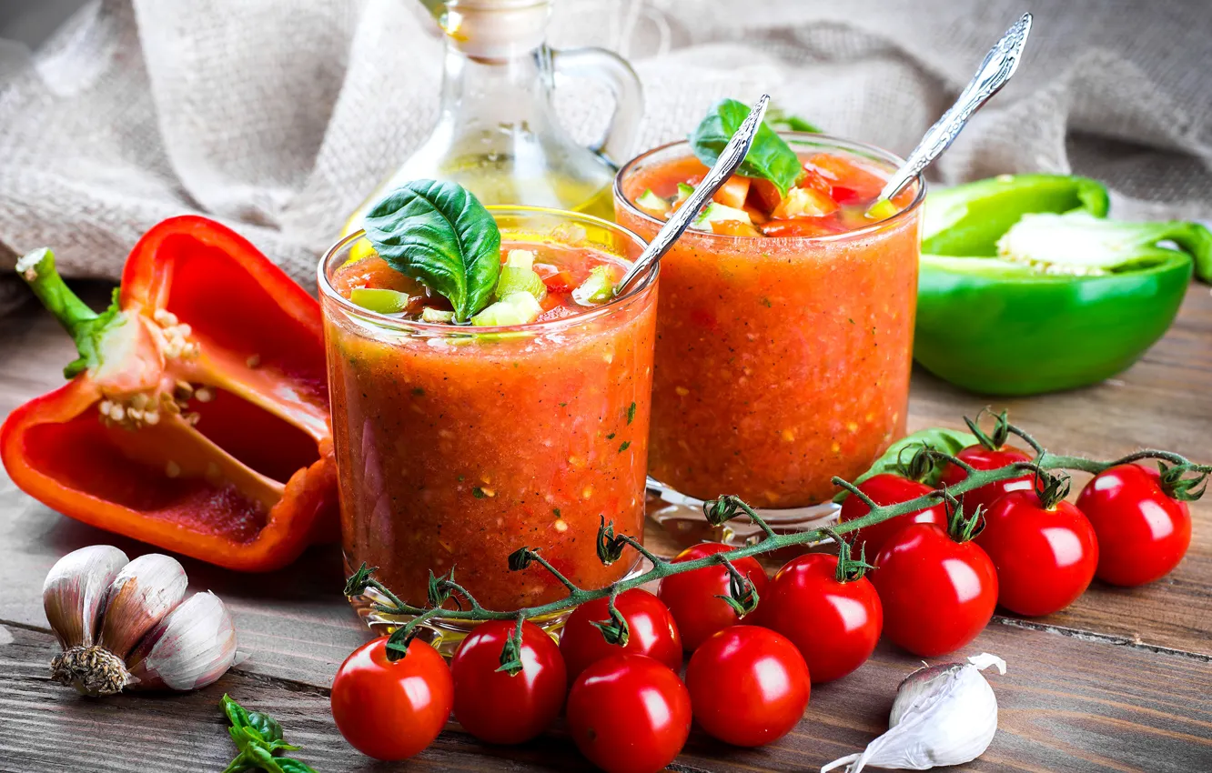 Photo wallpaper juice, pepper, vegetables, tomatoes, smoothies