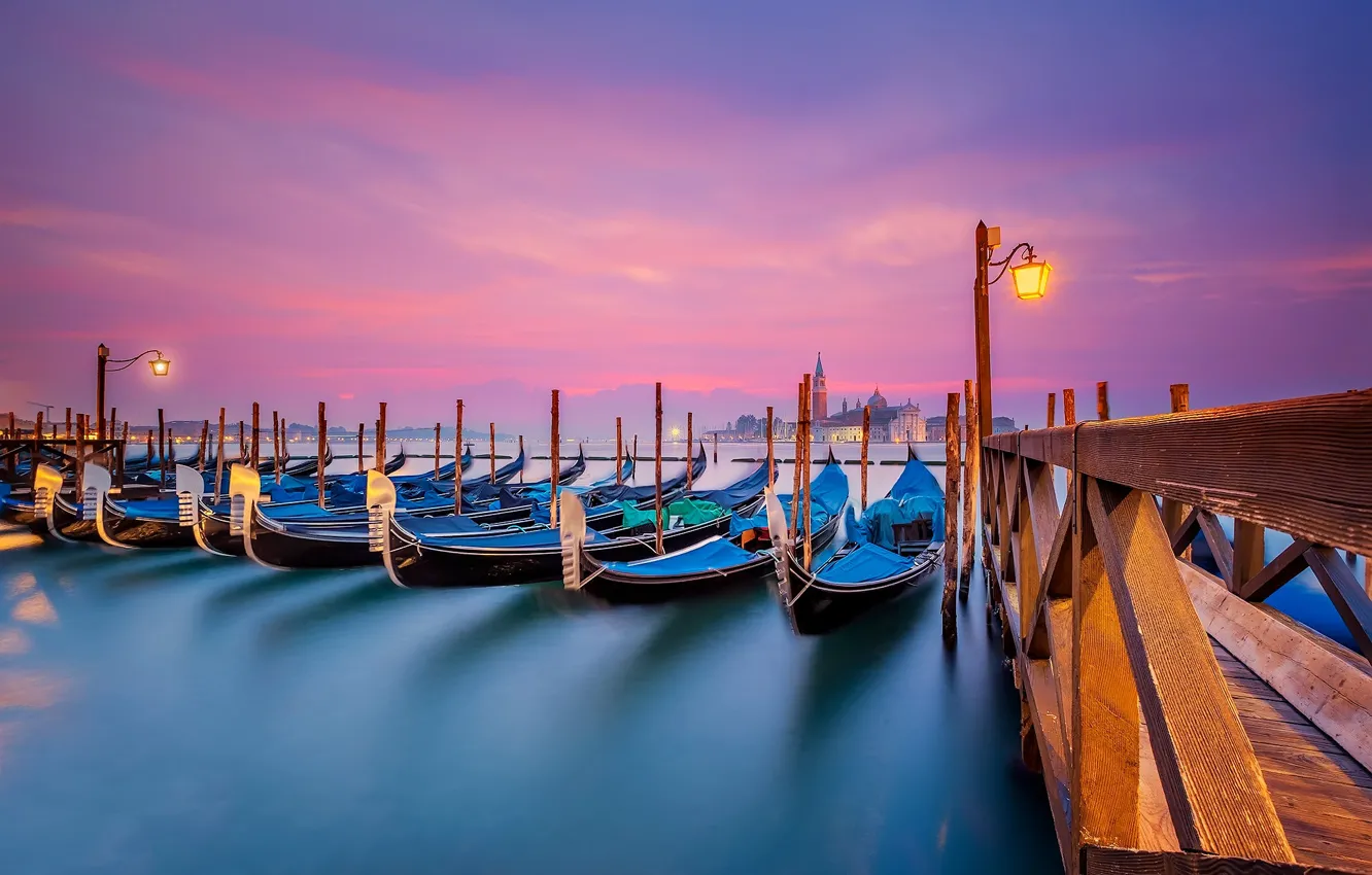 Photo wallpaper boat, Italy, Venice, gondola