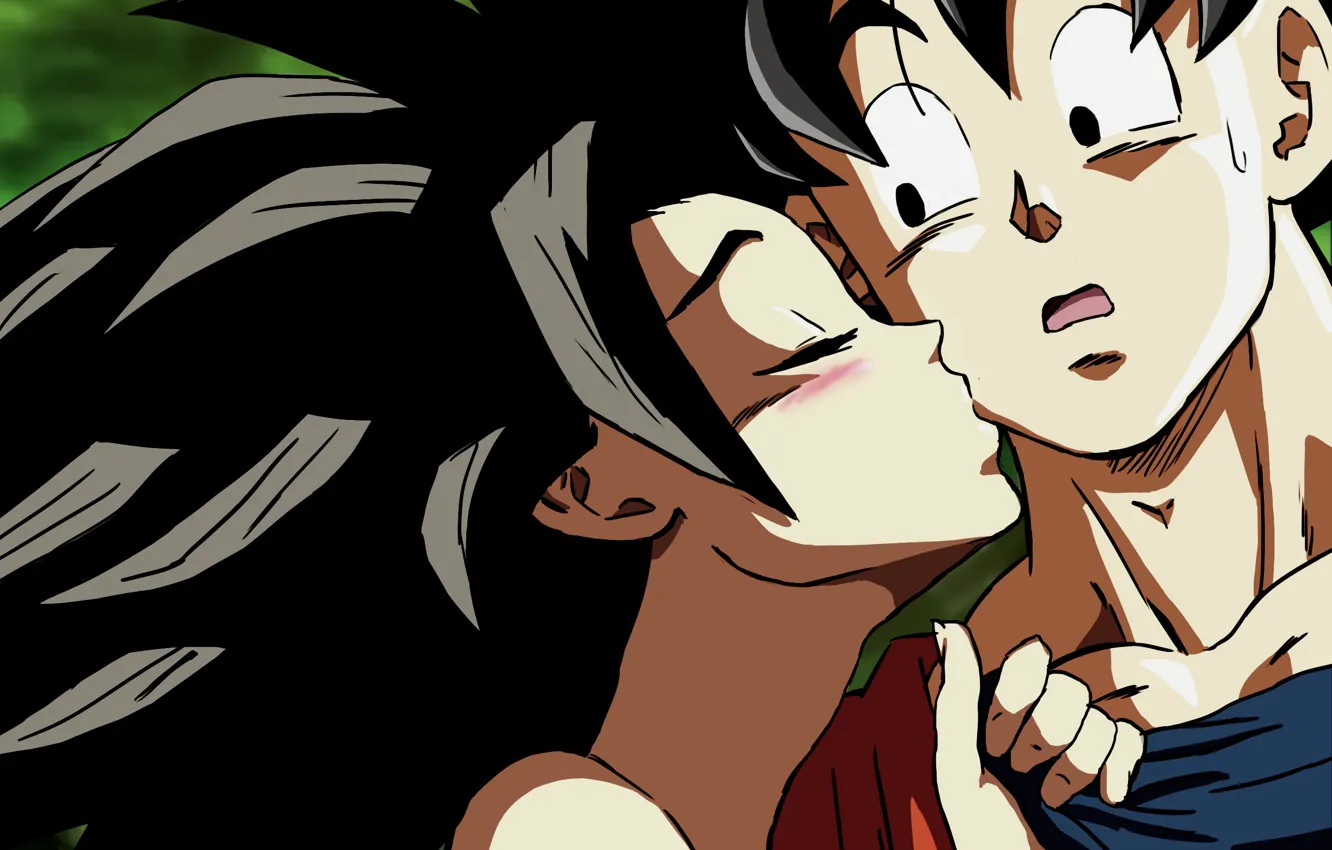 Photo wallpaper girl, art, guy, kiss, anime, Dragon Ball