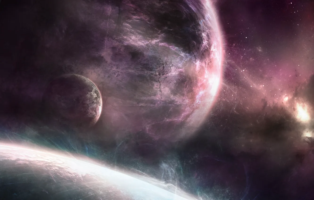 Photo wallpaper space, nebula, planet, vortex