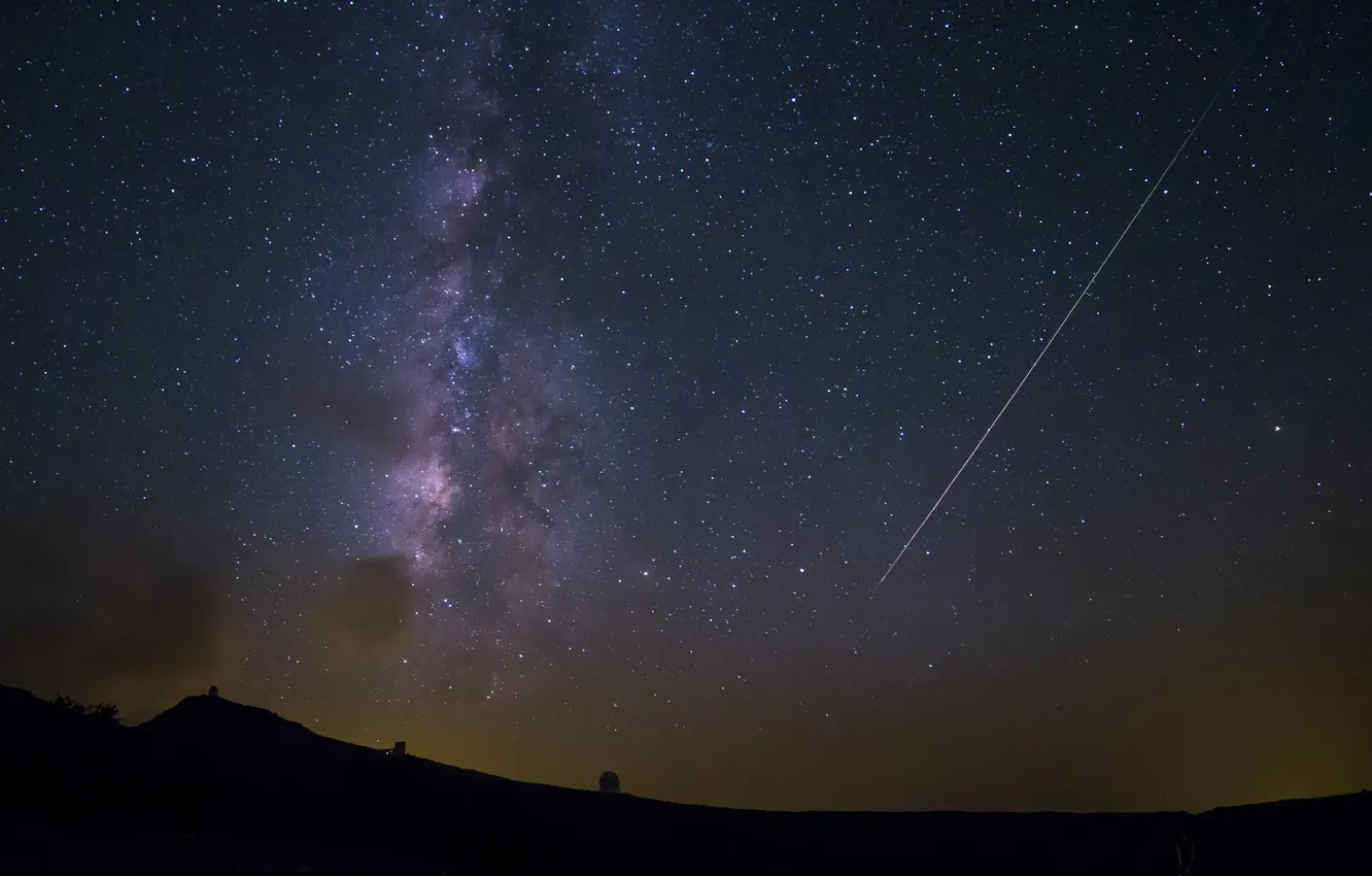 Photo wallpaper the sky, space, stars, night, comet