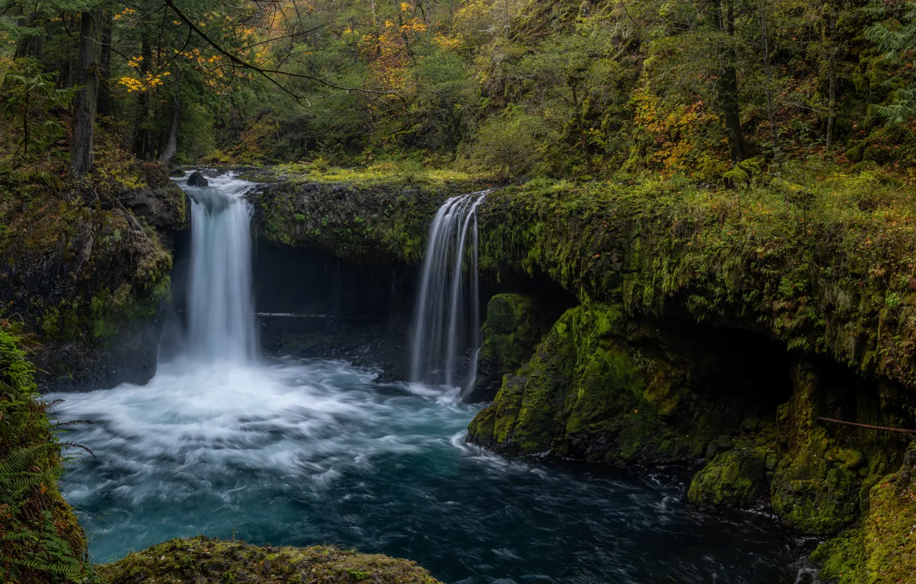 Photo wallpaper nature, rocks, shore, waterfall, stream