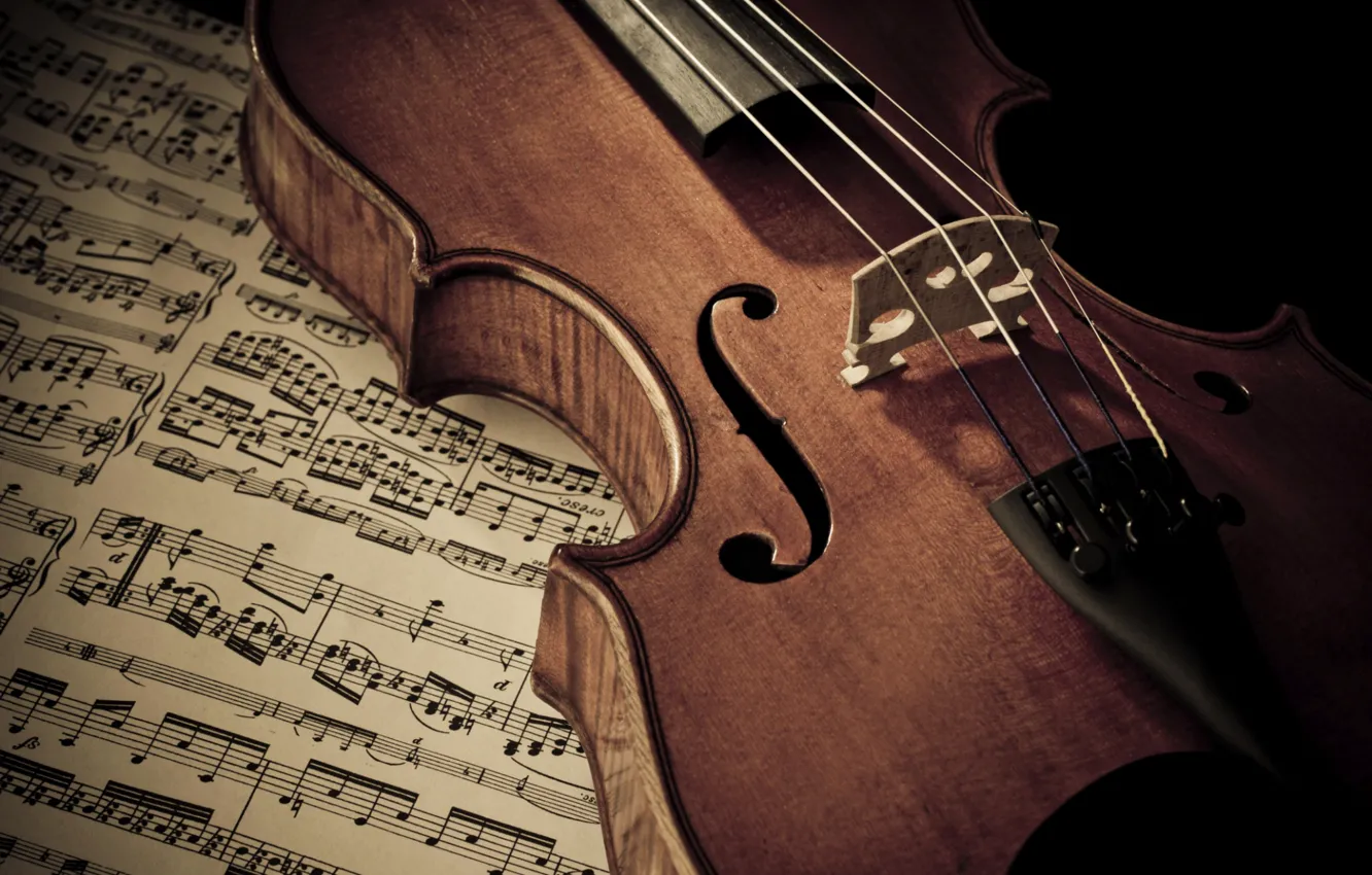 Photo wallpaper Violin, Notes, Strings