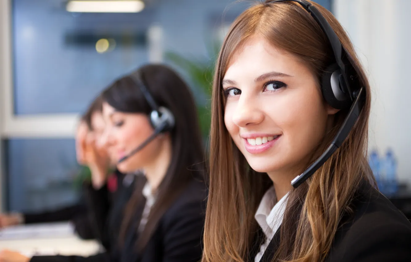 Photo wallpaper woman, smile, working