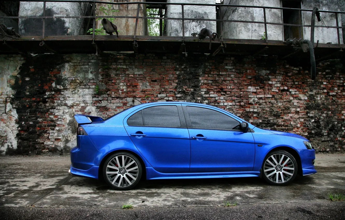 Photo wallpaper Mitsubishi, Lancer, blue
