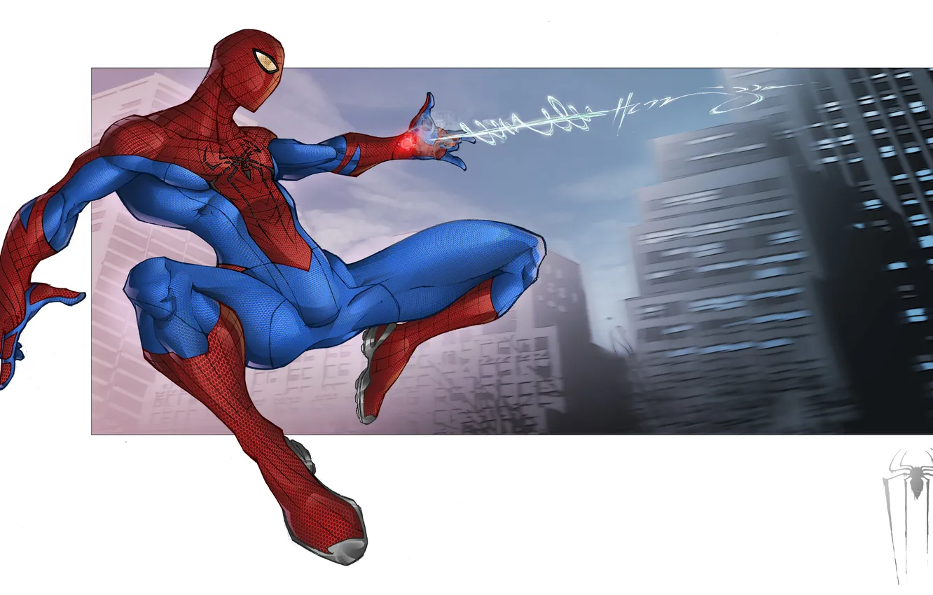 Photo wallpaper the city, spider, The Amazing Spider-Man, New spider-Man
