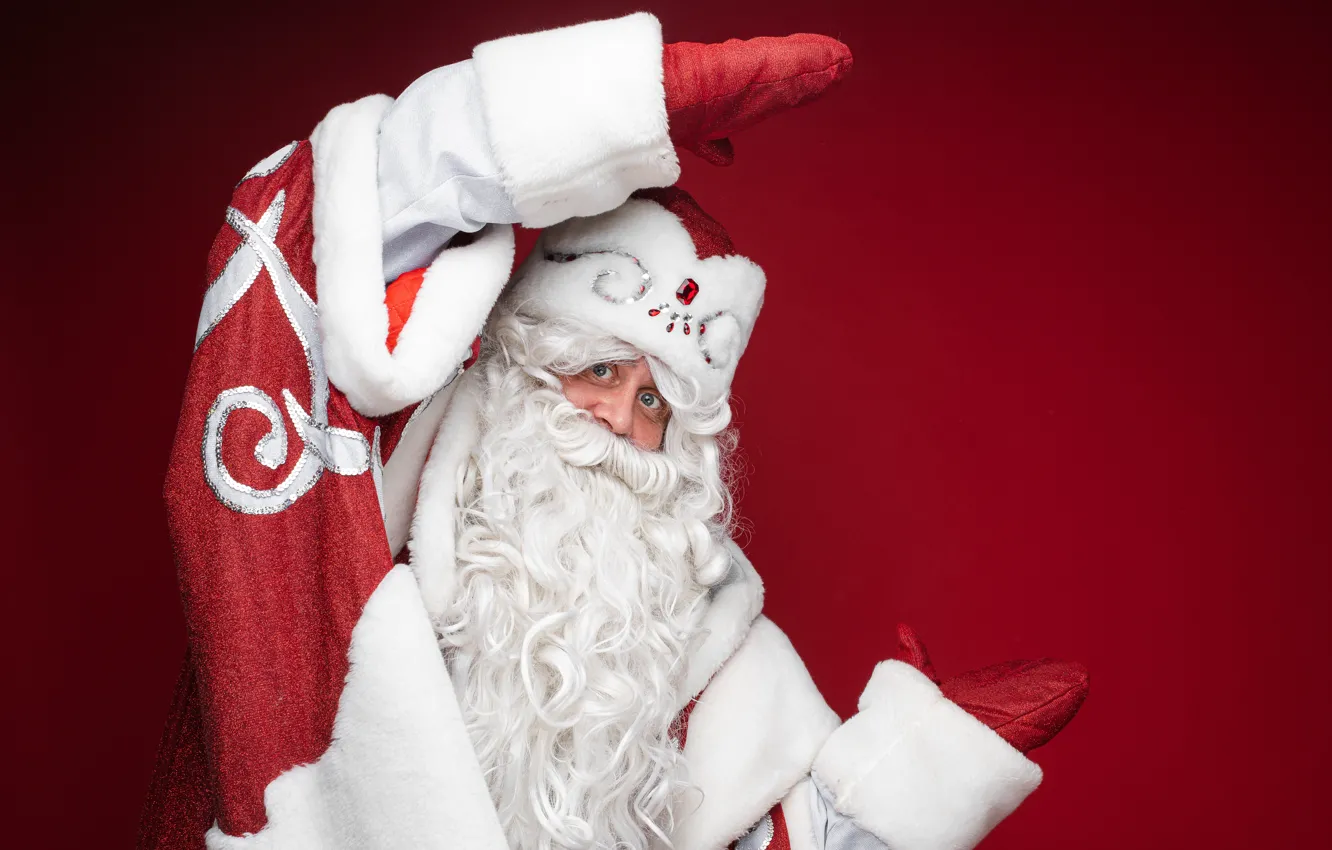Photo wallpaper pose, new year, portrait, hands, Christmas, Santa Claus, Santa Claus, gesture