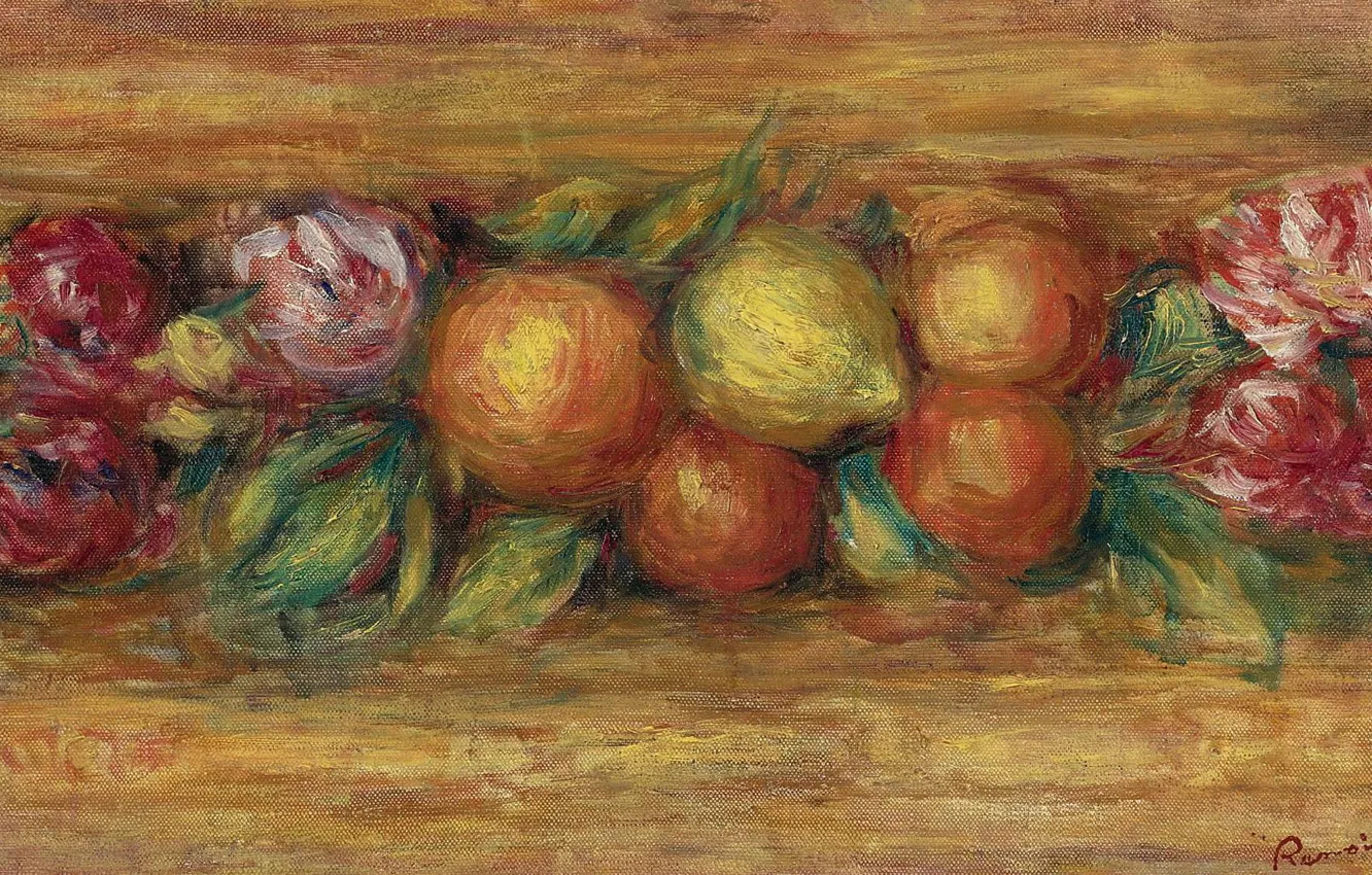 Photo wallpaper picture, 1915, Pierre Auguste Renoir, Pierre Auguste Renoir, Garland of Fruit and Flowers