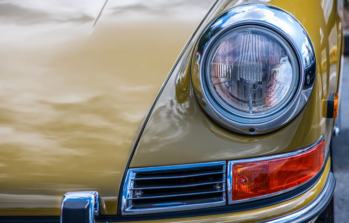Photo wallpaper headlight, Porsche, the front