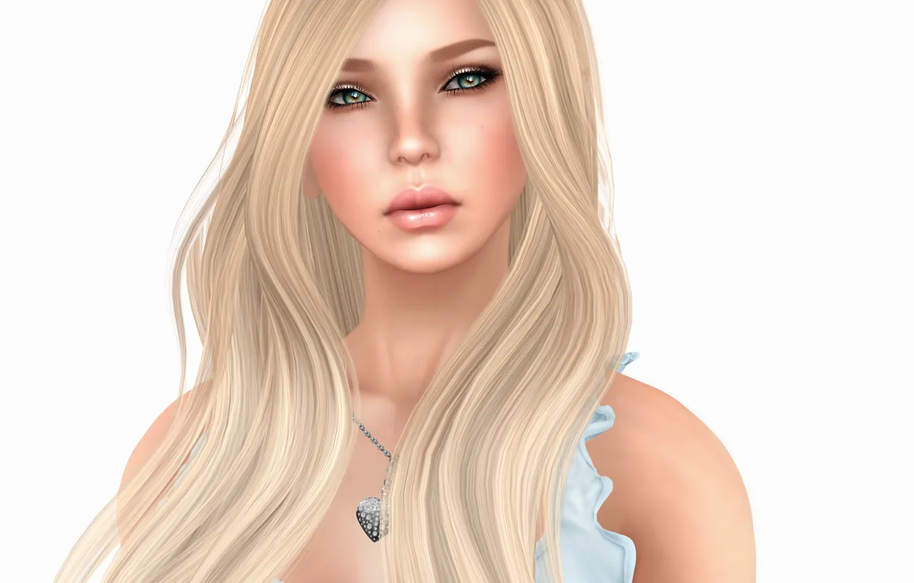 Photo wallpaper girl, blonde, white background, render