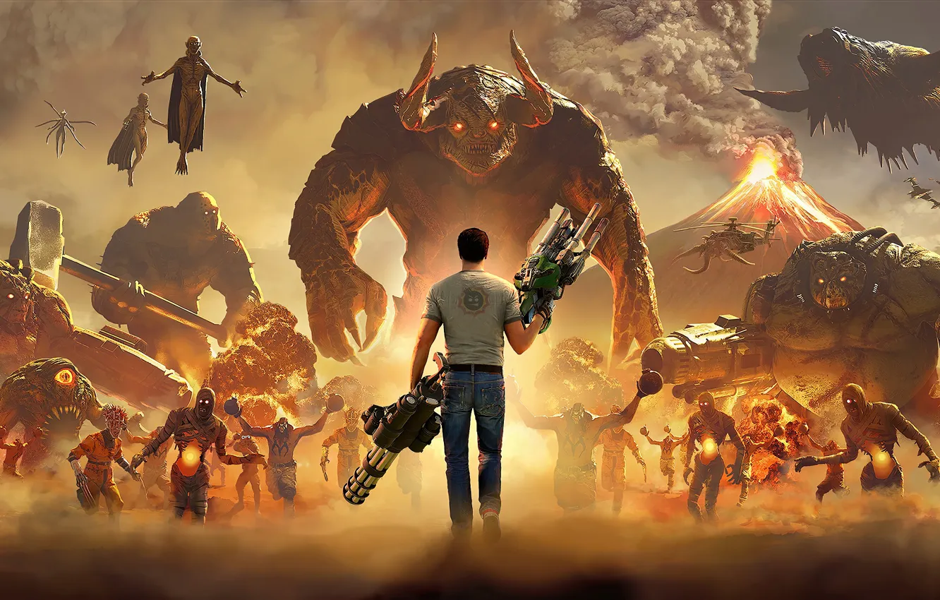 Photo wallpaper the game, monsters, guy, Serious Sam 4: Planet Badass
