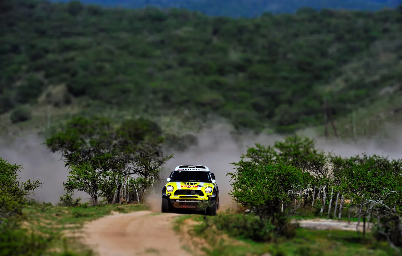 Photo wallpaper Yellow, Sport, Race, Mini Cooper, Rally, Dakar, Dakar, MINI