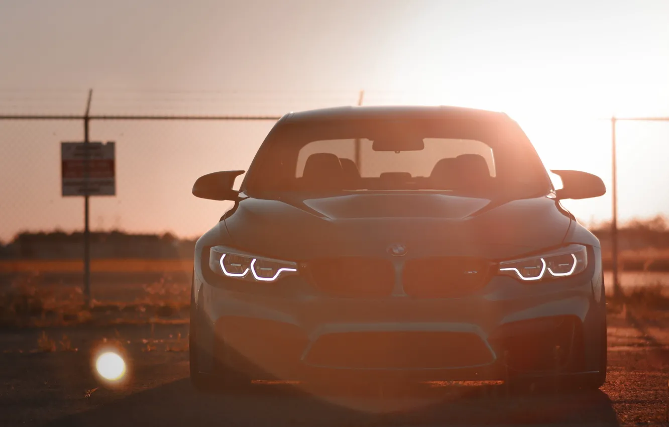 Photo wallpaper BMW, light, sunset, blue, evening, face, F80, Sight