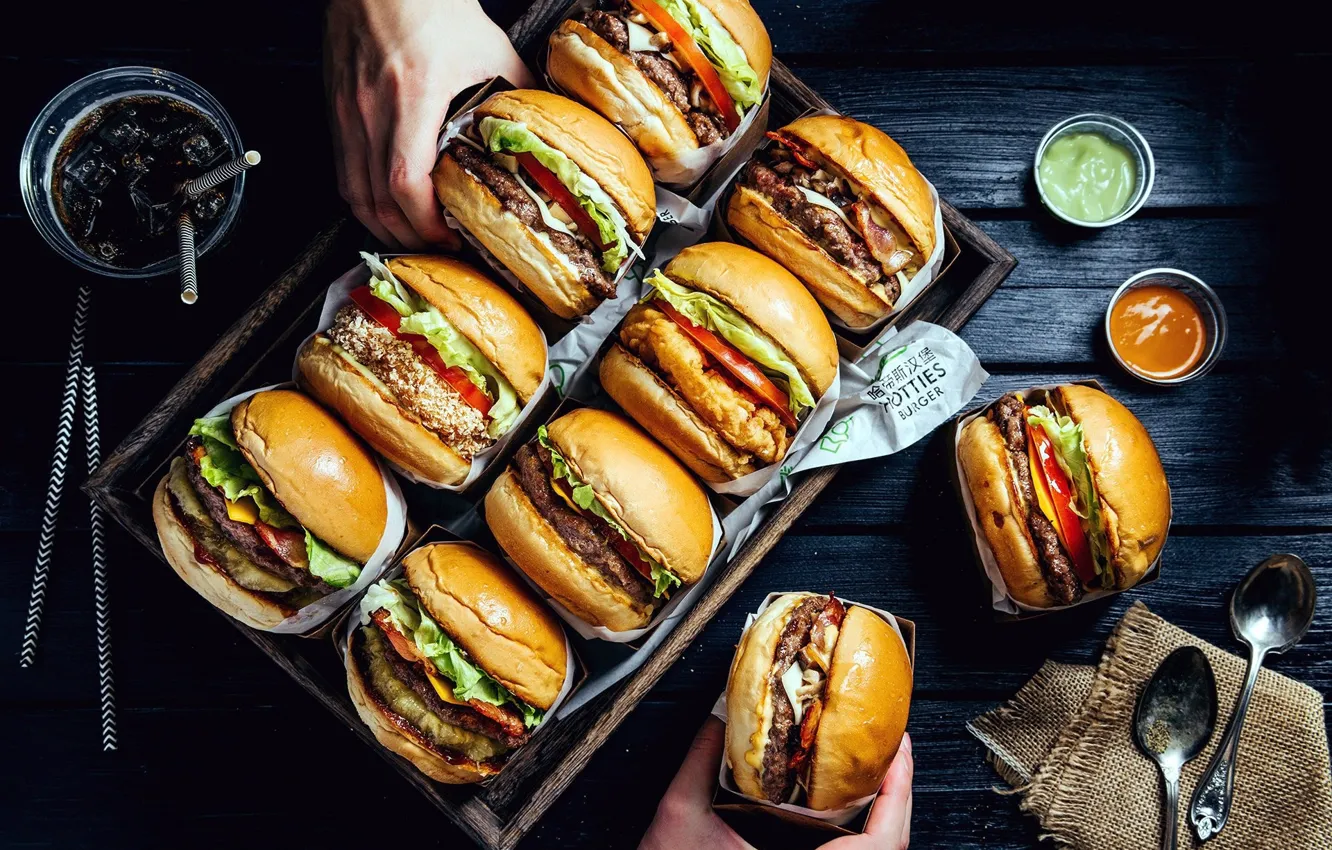 Photo wallpaper fast food, burgers, burgers
