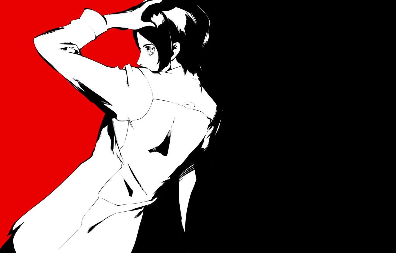 Photo wallpaper white, red, black, the game, anime, art, guy, jacket