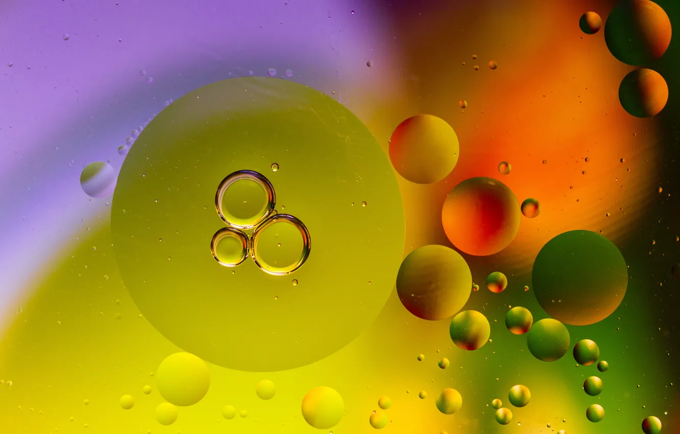 Photo wallpaper water, macro, circles, oil