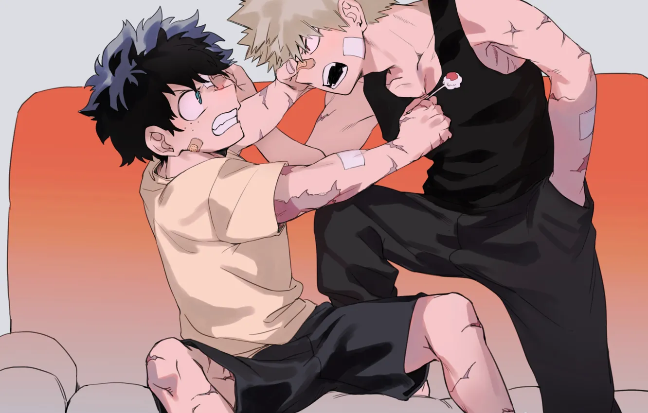 Photo wallpaper sofa, guy, scar, Boku no Hero Academy, My hero Academy, My Hero Academia, Midori Isuku, …