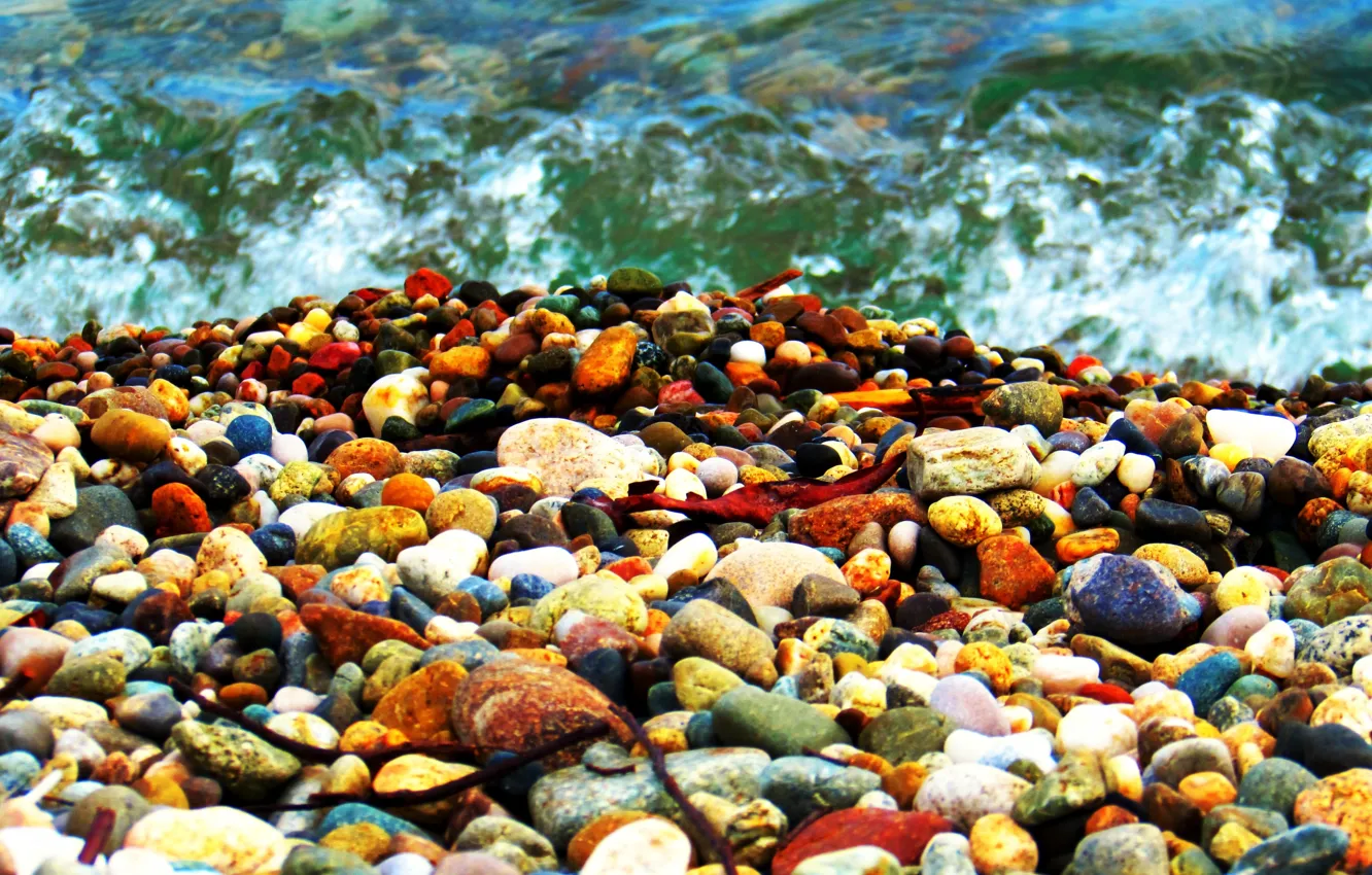 Photo wallpaper sea, wave, stones, Logins