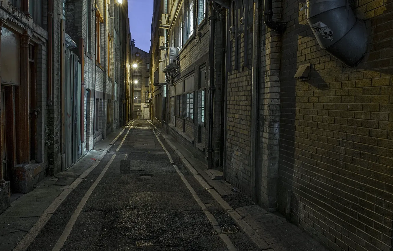 Photo wallpaper road, the sky, light, night, the city, street, wall, Windows