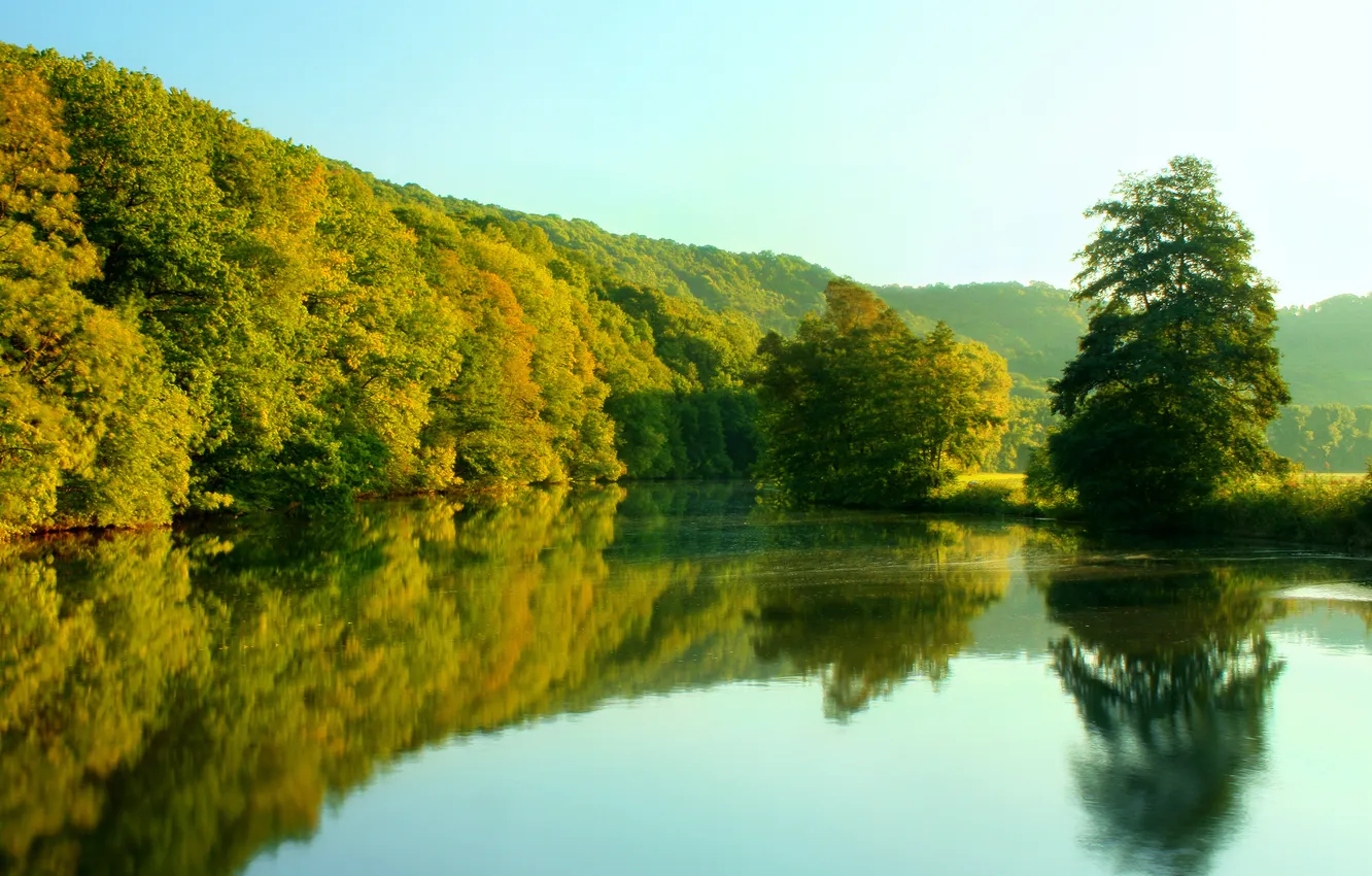Photo wallpaper autumn, forest, lake