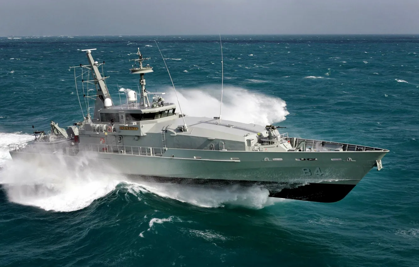 Photo wallpaper wave, boat, Australia, Navy, class, patrol, Larrakia, HMAS