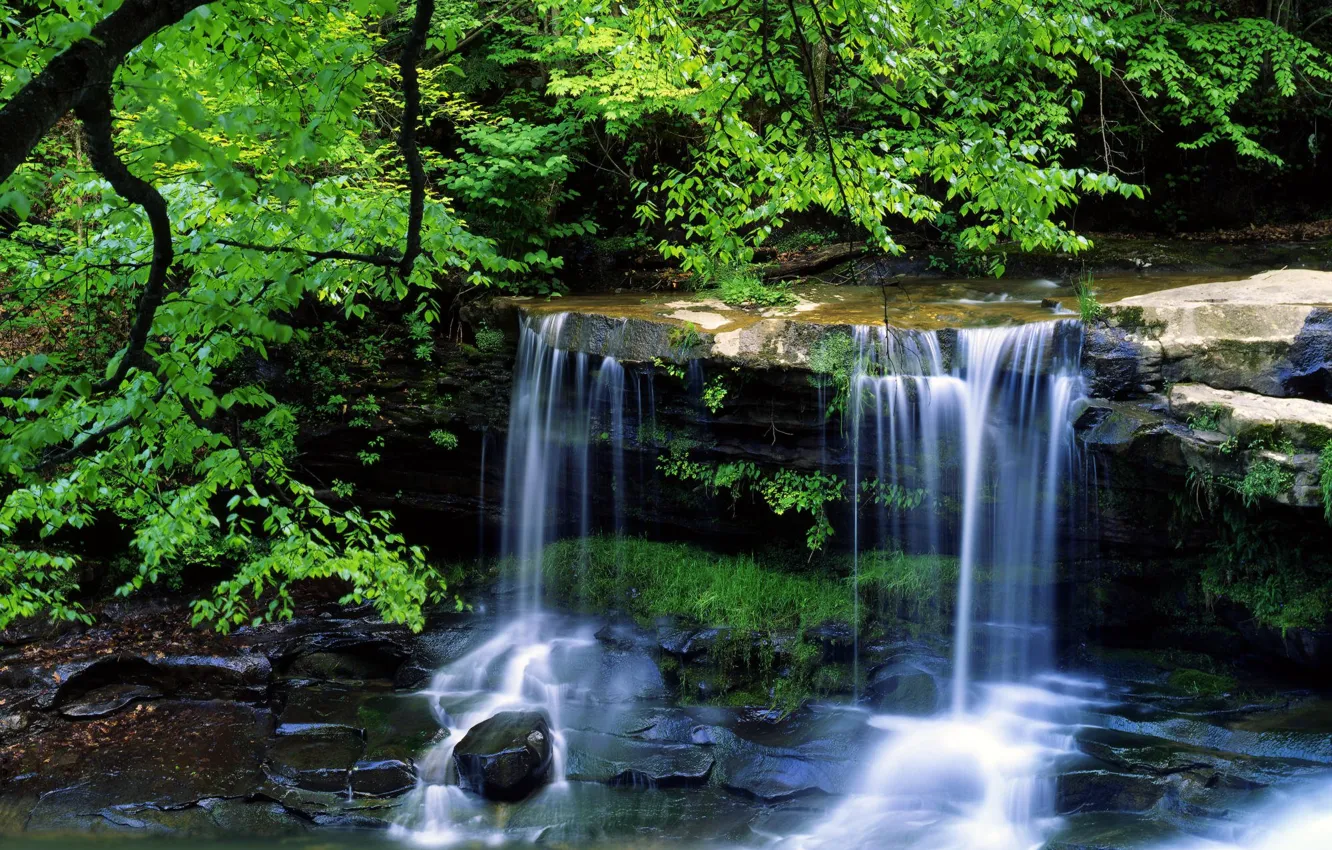 Photo wallpaper summer, landscape, waterfall, beauty