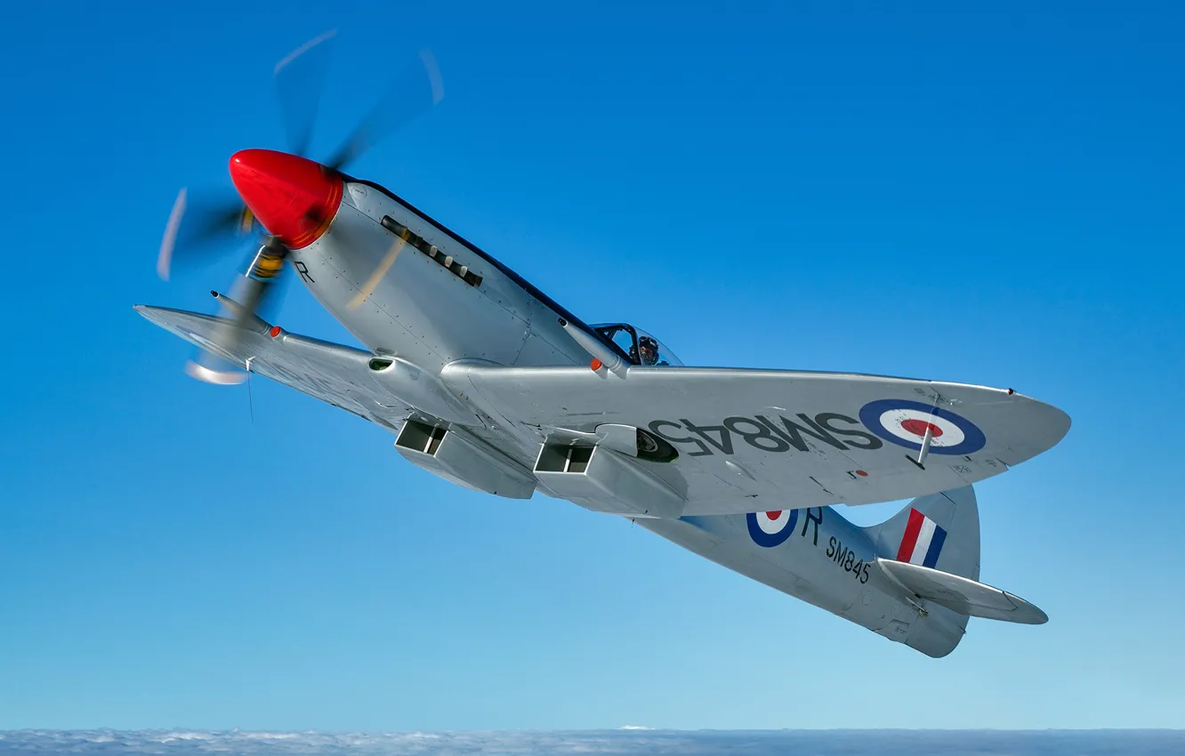 Photo wallpaper Screw, Fighter, Spitfire, Supermarine Spitfire, RAF, The Second World War, Supermarine Spitfire FR XVIII