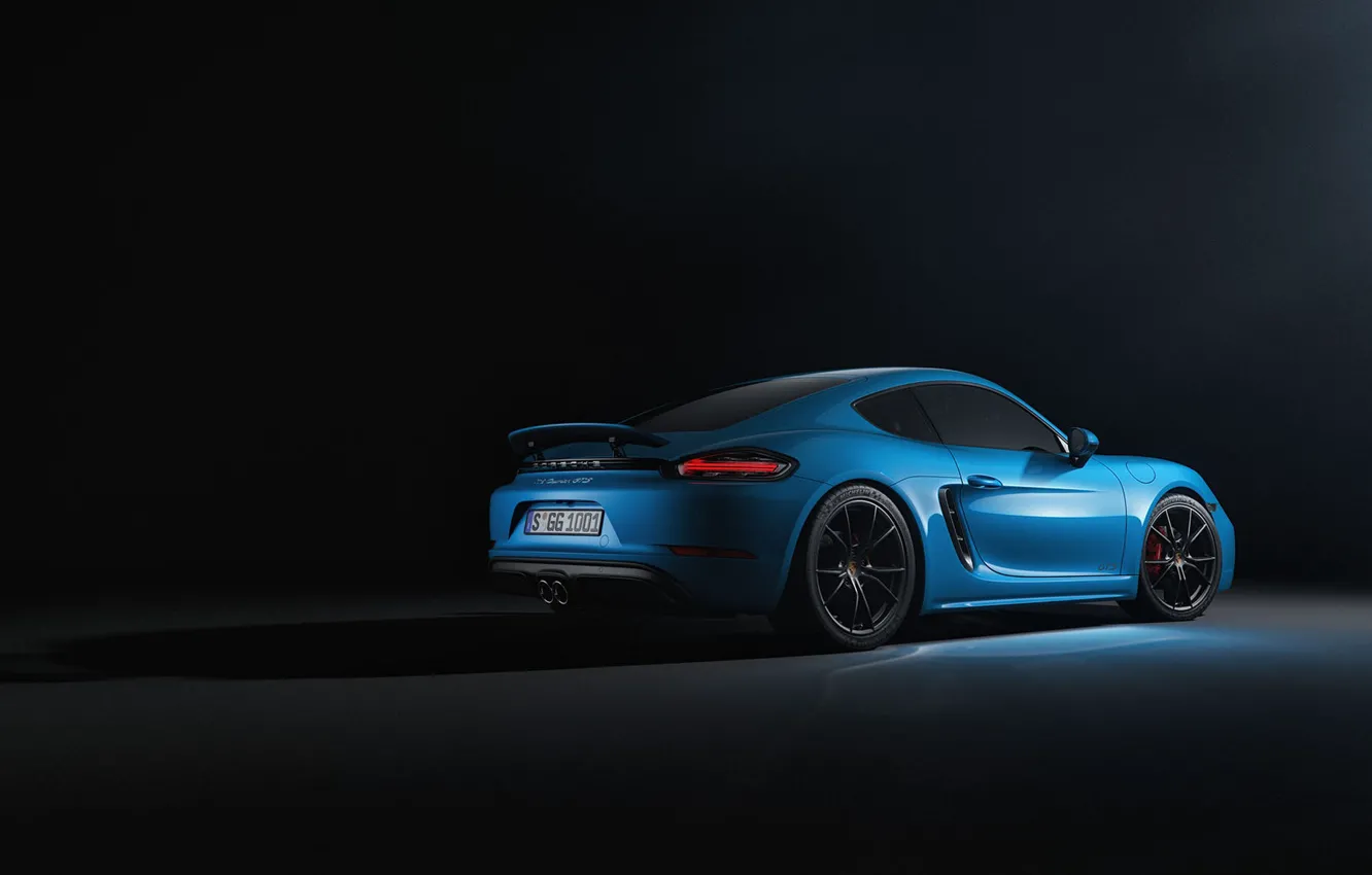 Photo wallpaper car, machine, blue, rendering, blue, Porsche, Cayman, Transport & Vehicles