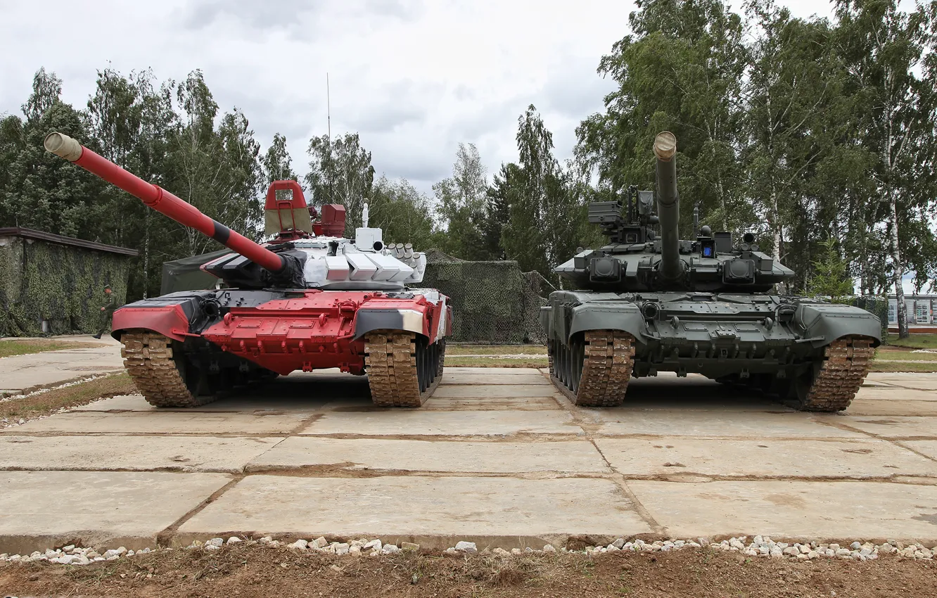 Photo wallpaper Tanks, T-90A, tank biathlon, T-72Б3М