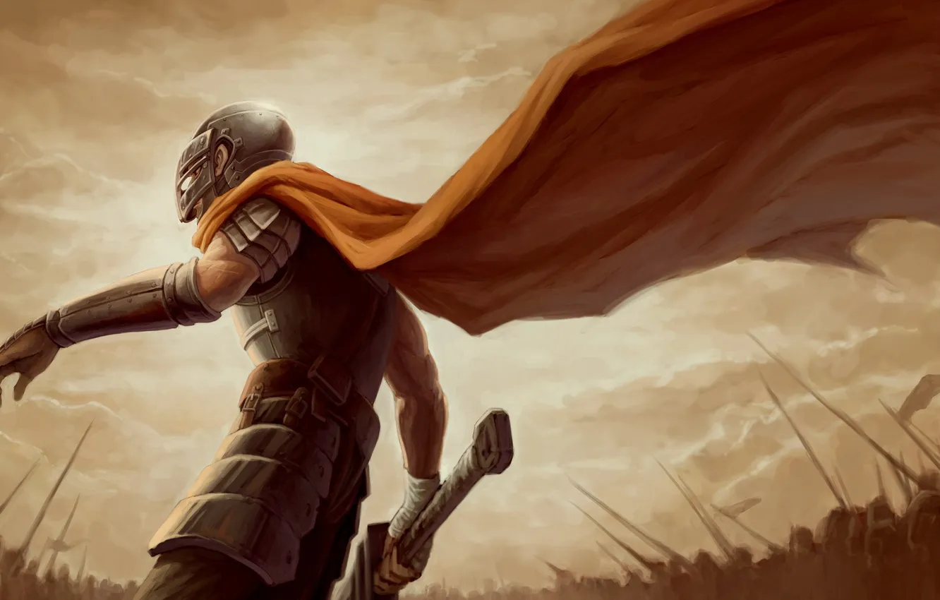 Photo wallpaper weapons, army, warrior, guy, cloak, art, Guts, with yinanhuan