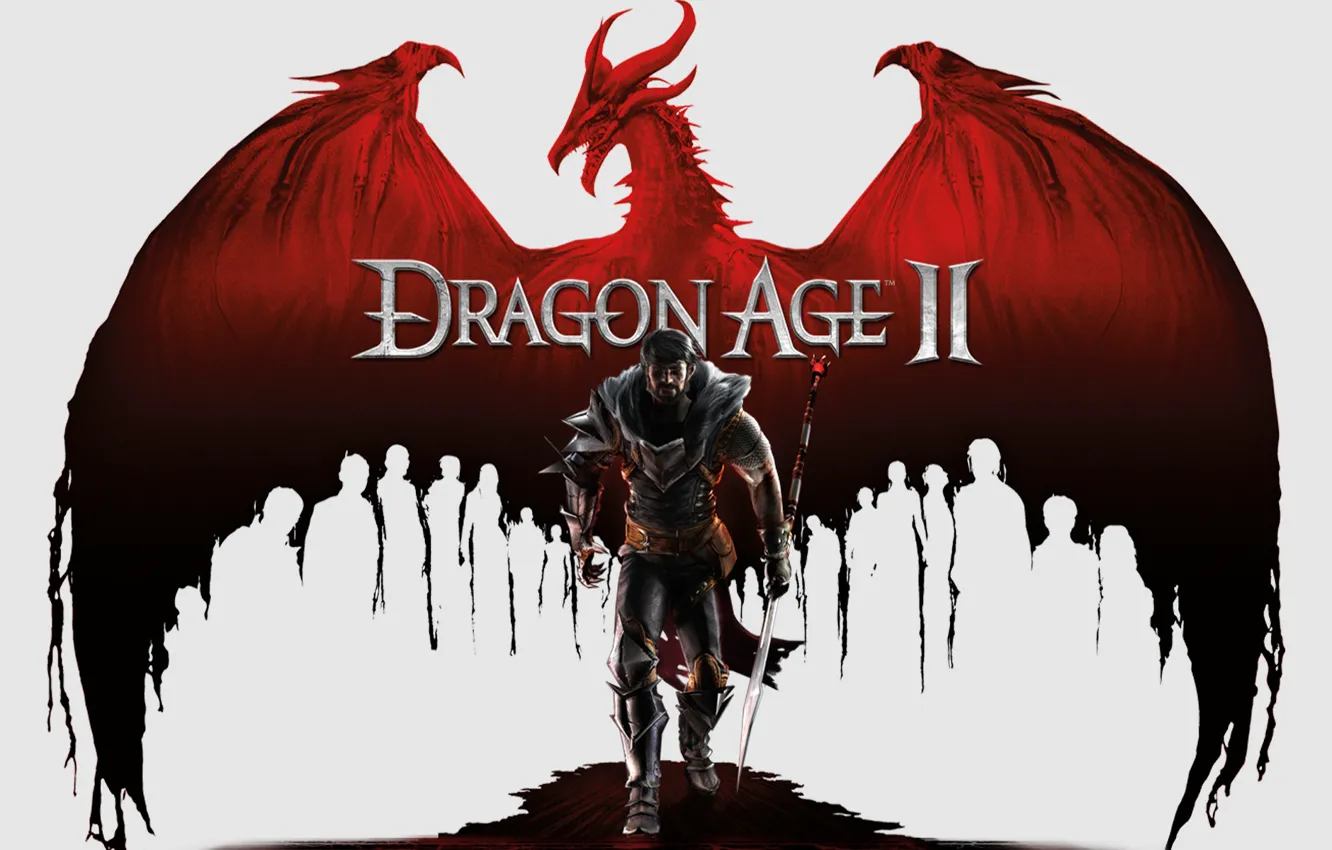 Photo wallpaper dragon, warrior, Dragon Age
