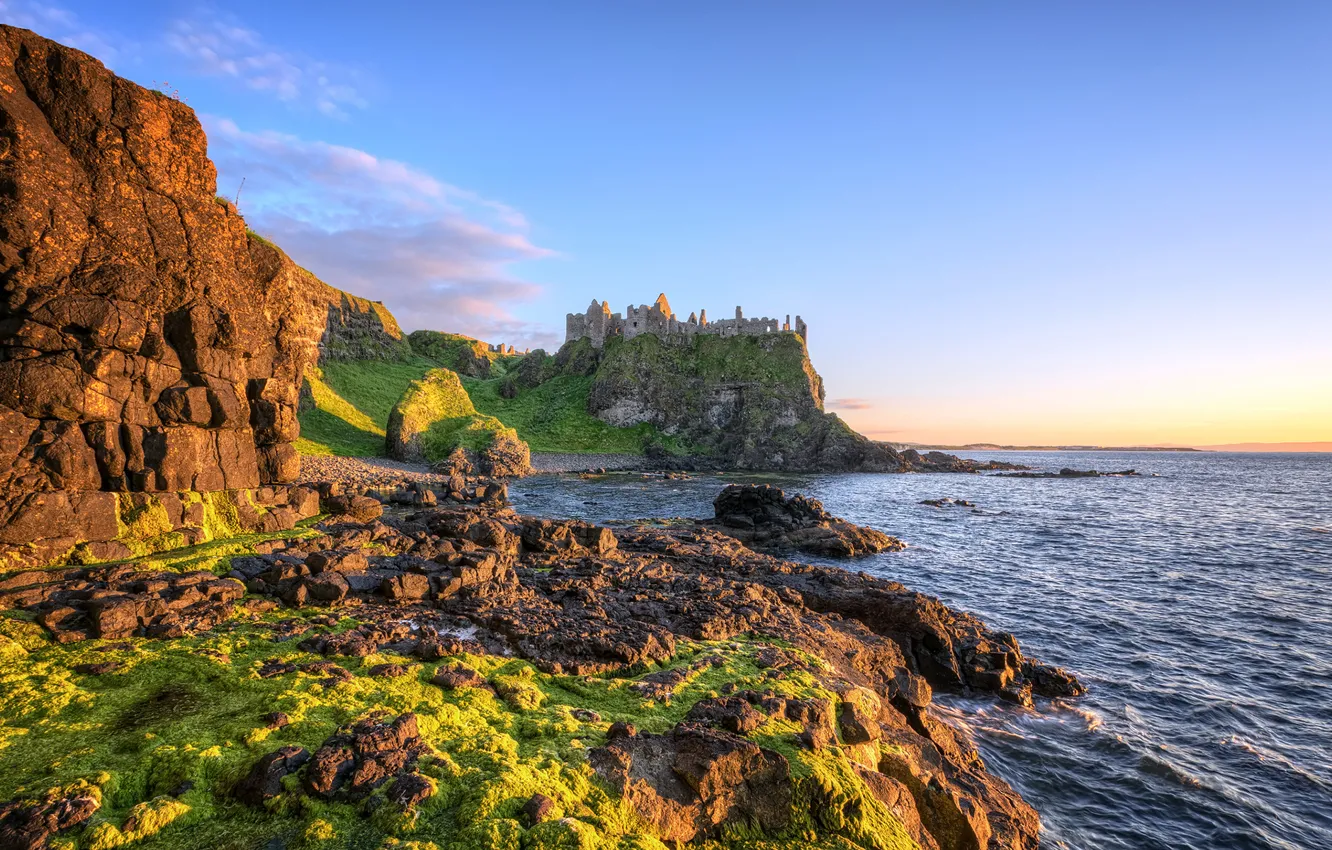 Photo wallpaper coast, Ireland, Atlantic Ocean, dunluce castle