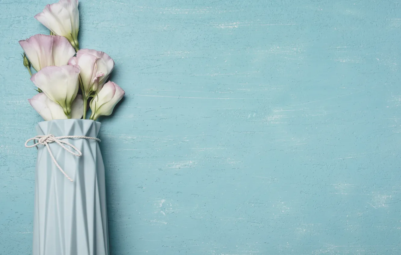 Photo wallpaper flowers, background, blue, bouquet, vase, blue, flowers, vase